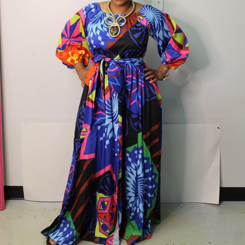 Colorful Multi-Print Dress